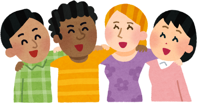 Illustration of Diverse Friends Embracing